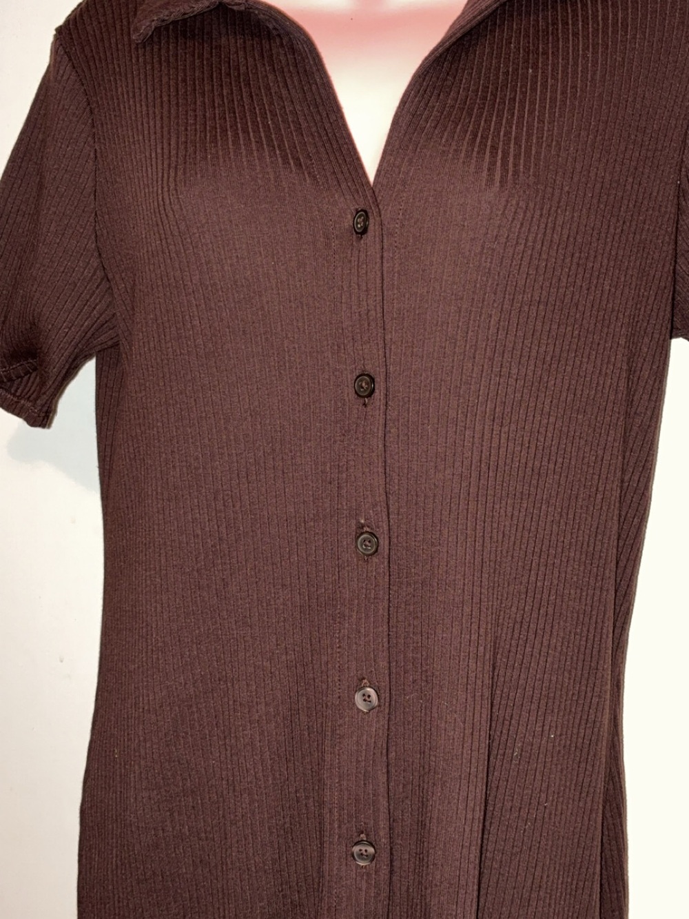 a new day Brown Ribbed Button-Front Midi Dress - Picture 2 of 4